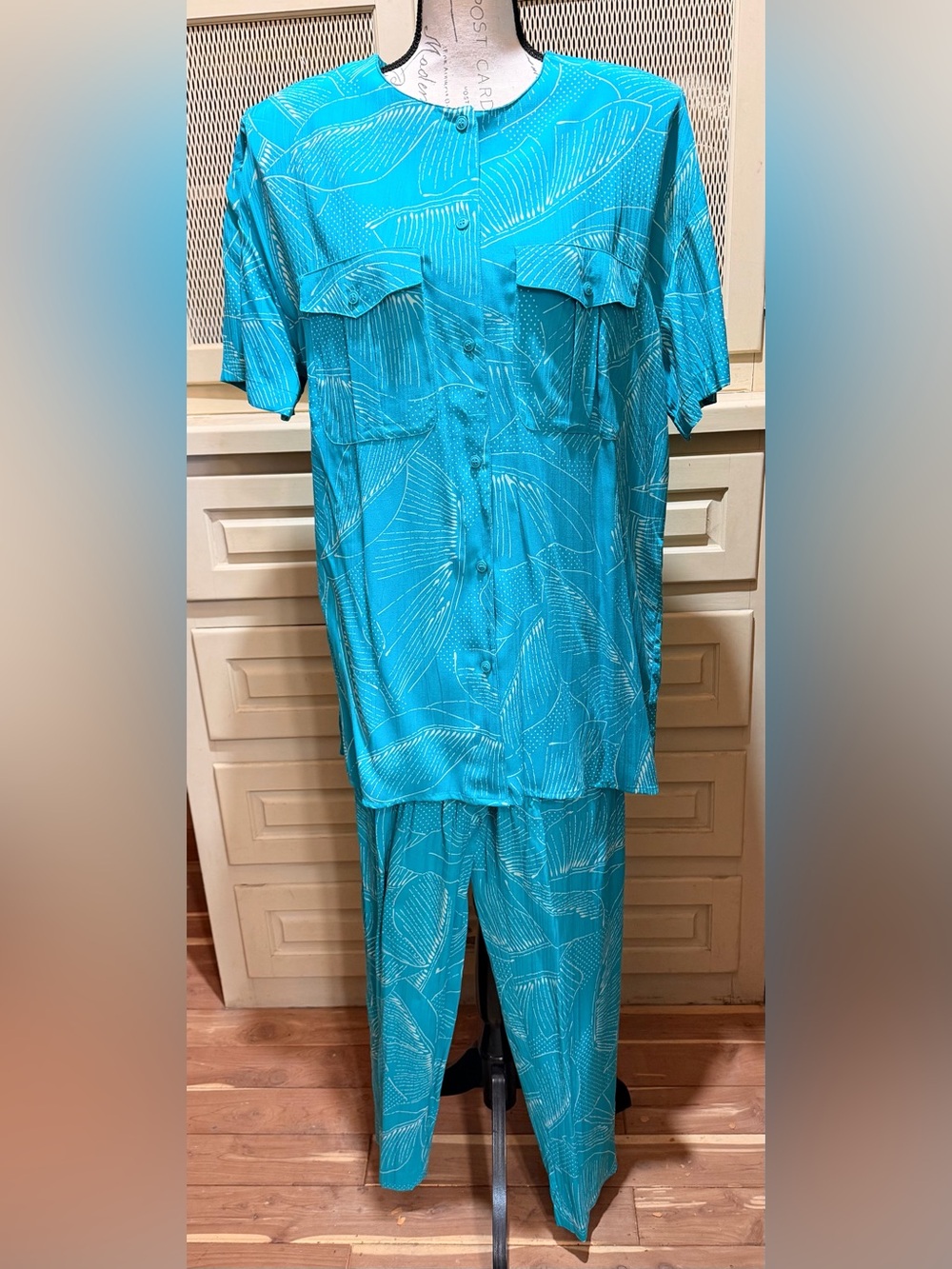 VTG Liz Claiborne Collection NWT Teal Rayon Top Pants Set